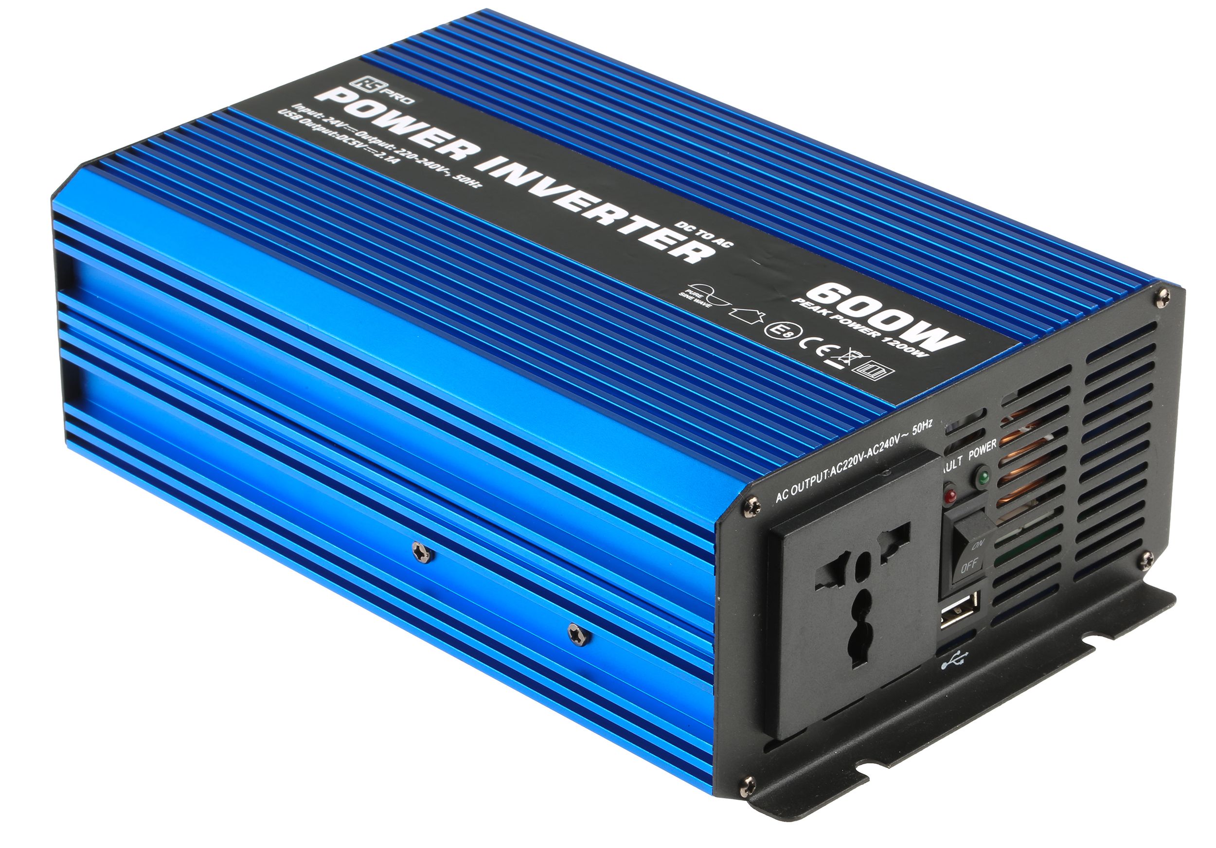 RS PRO Pure Sine Wave 600W Power Inverter, 24V Input, 230V Output RS