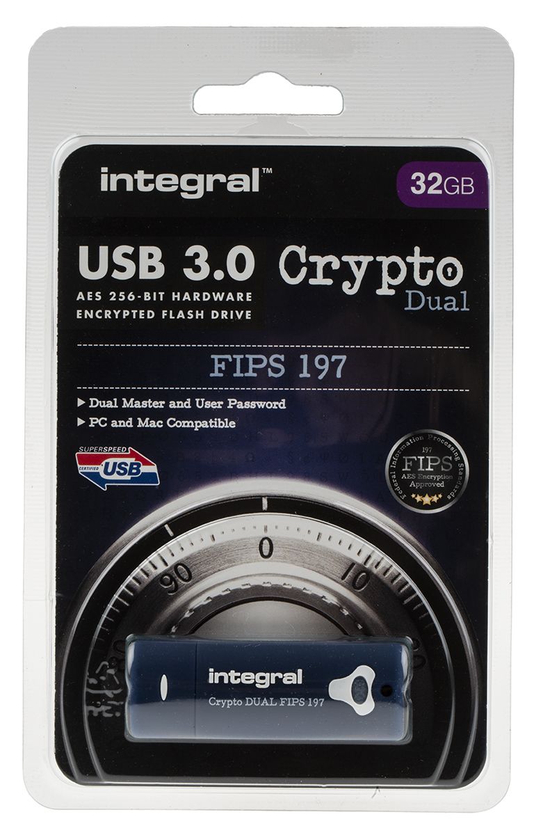 Integral Memory Crypto Dual 32 GB USB 3.0 USB Flash Drive