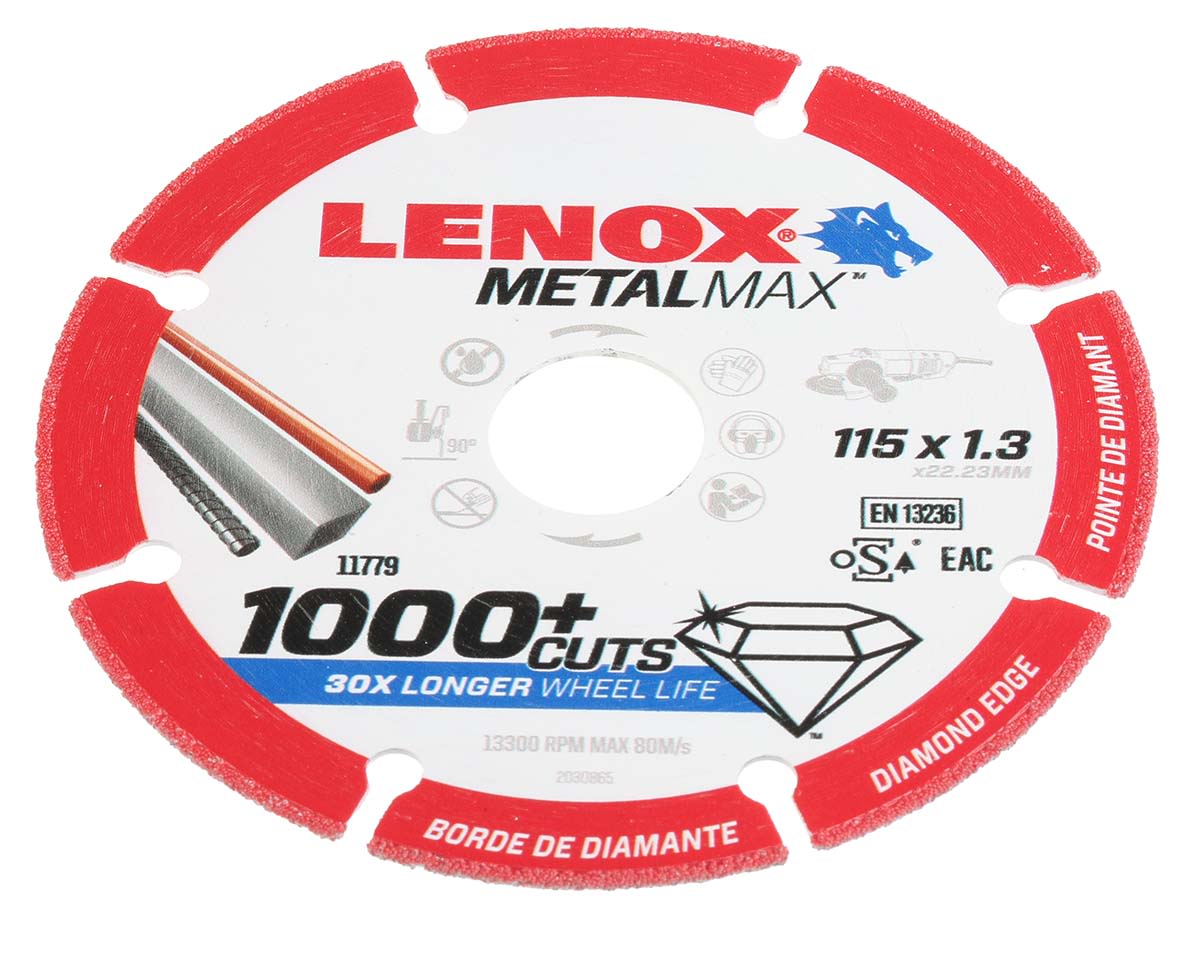 Lenox Aluminium Oxide Cutting Disc, 115mm x 1.3mm Thick, Medium Grade, P80 Grit