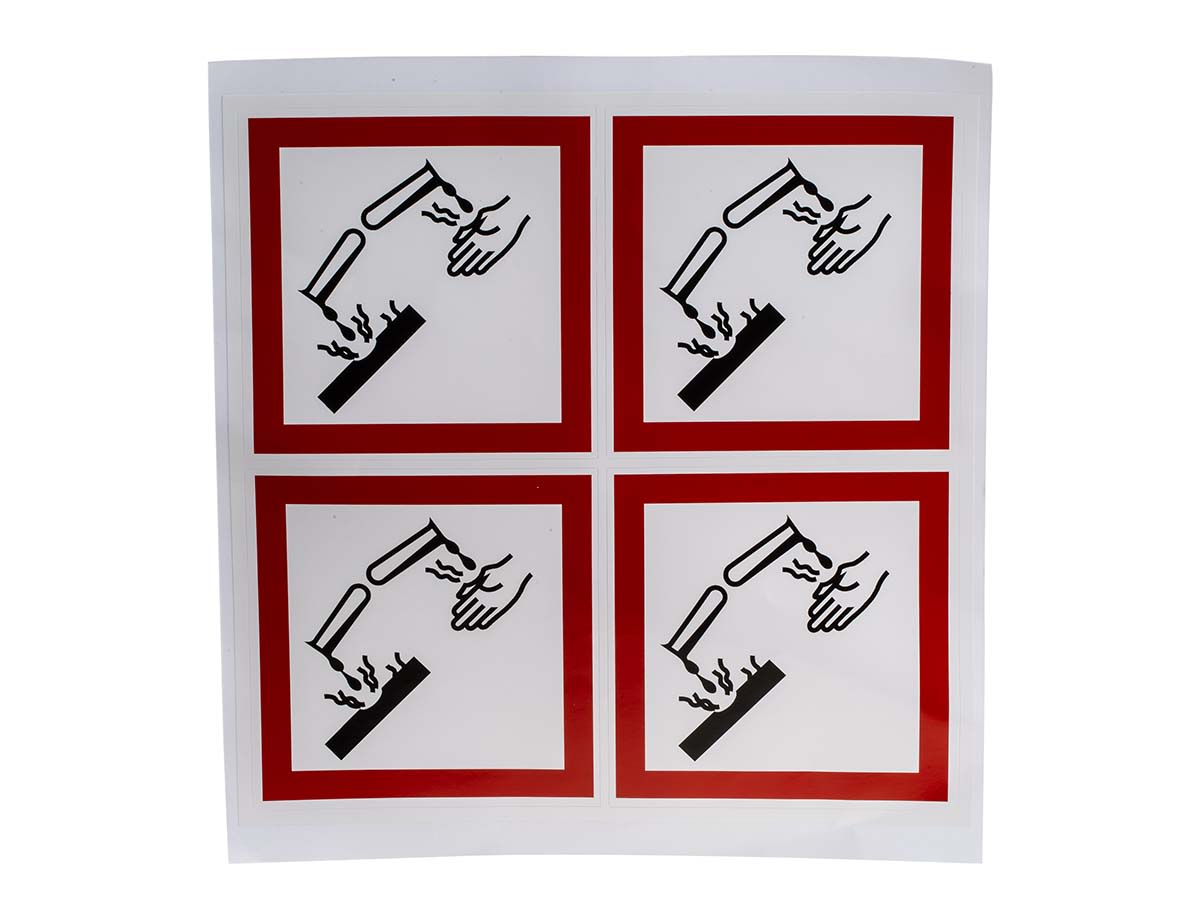 RS PRO White Gloss Polymeric Vinyl Safety Labels, GHS CorresiveText