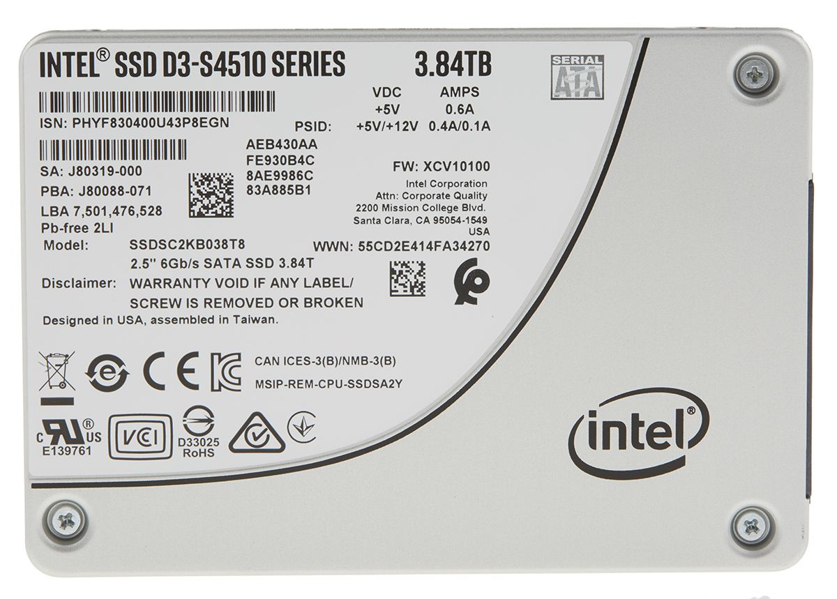 Intel SSD S4510 2.5 in 3.84 TB Internal SSD Hard Drive
