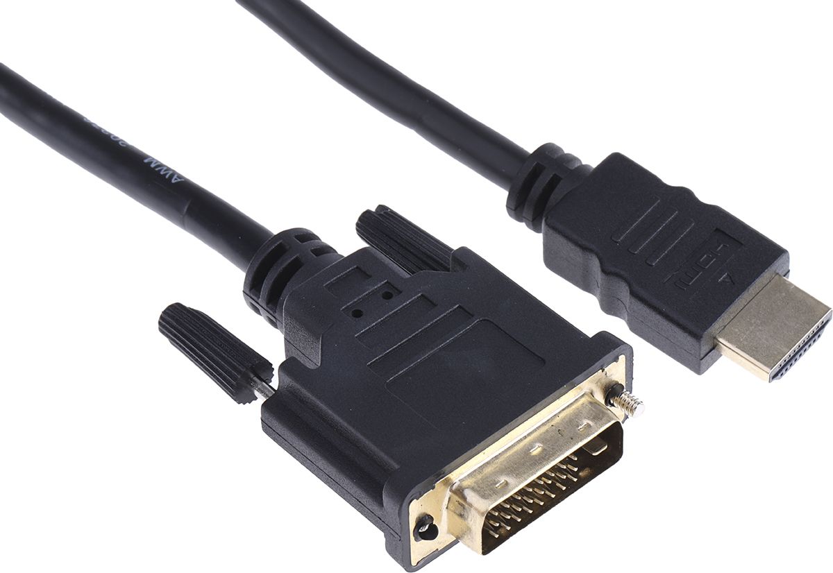 RS PRO 4K Male HDMI to Male DVI-D Cable, 1m | RS