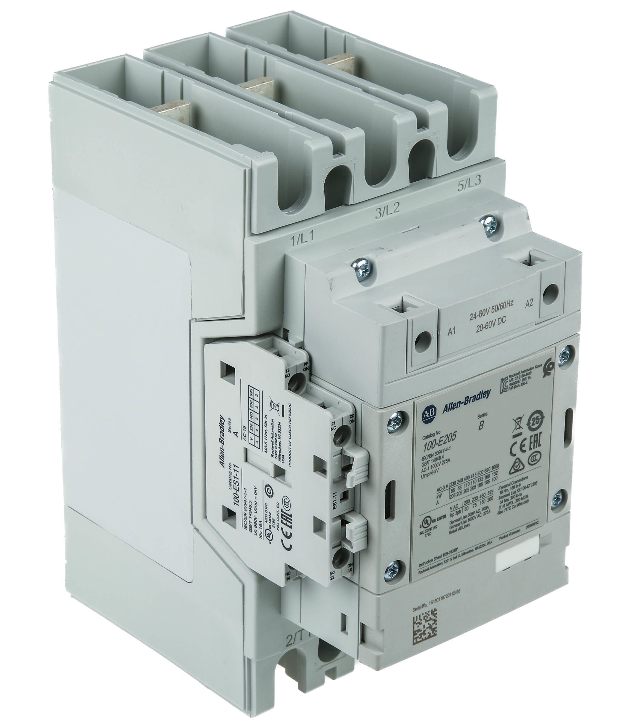 100-E205KJ11 | Allen Bradley 100-E Contactor, 24 → 60 V dc Coil, 3 Pole ...