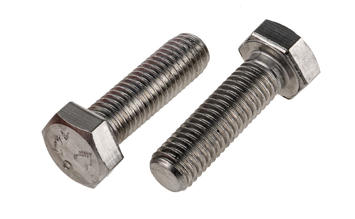 Plain Stainless Steel Hex, Hex Bolt, M12 x 40mm | RS