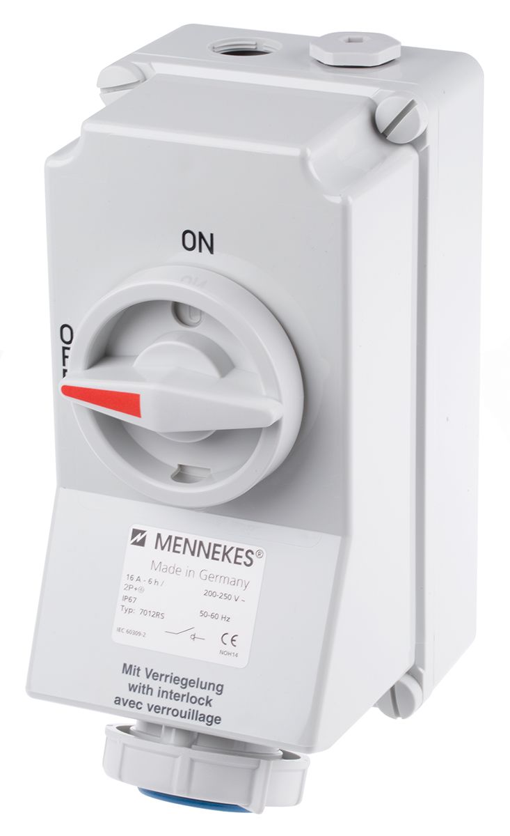 7012A MENNEKES Switchable IP67 Industrial Interlock Socket 2P+E