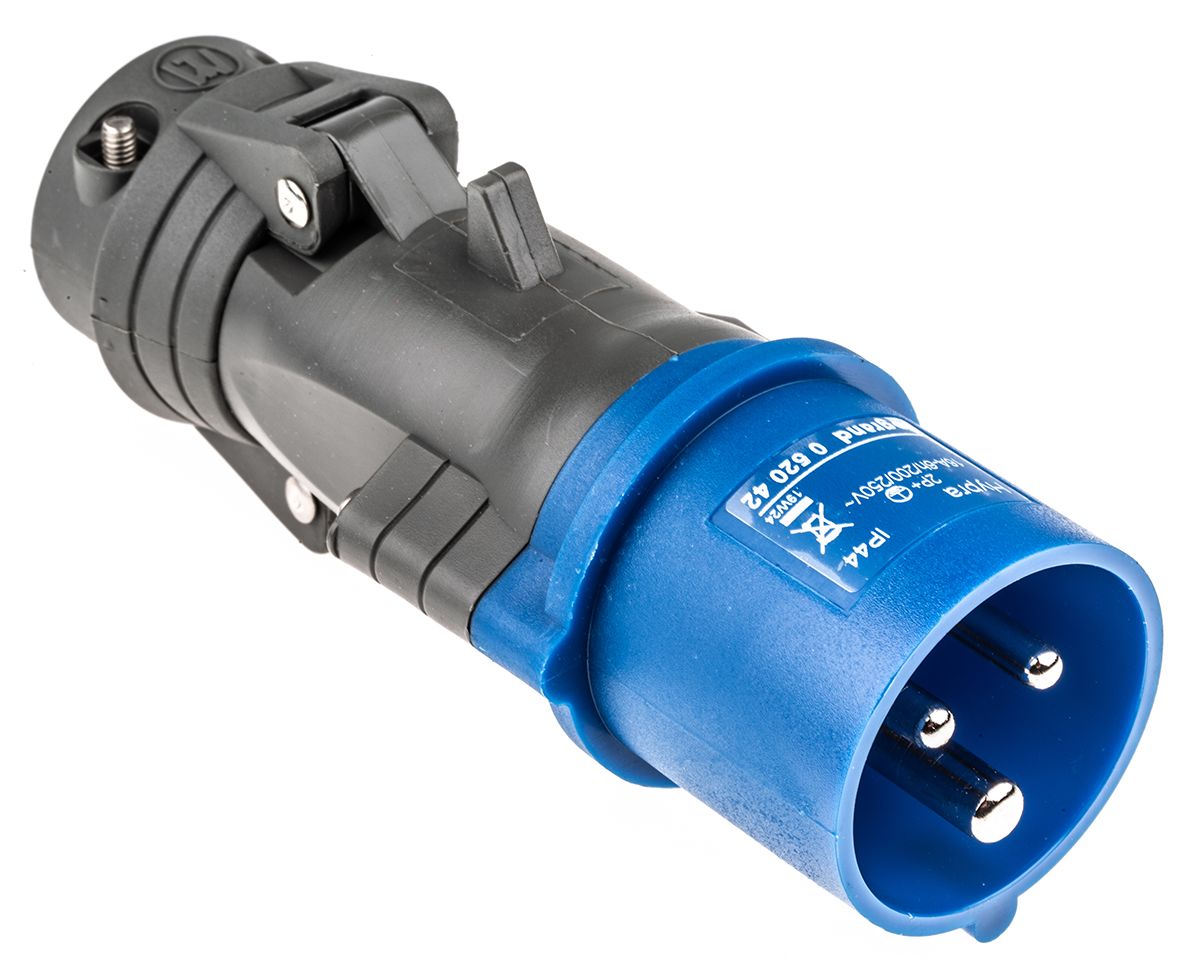 Legrand, HYPRA IP44 Blue Cable Mount 2P+E Industrial Power Plug, Rated At 16A, 230 V