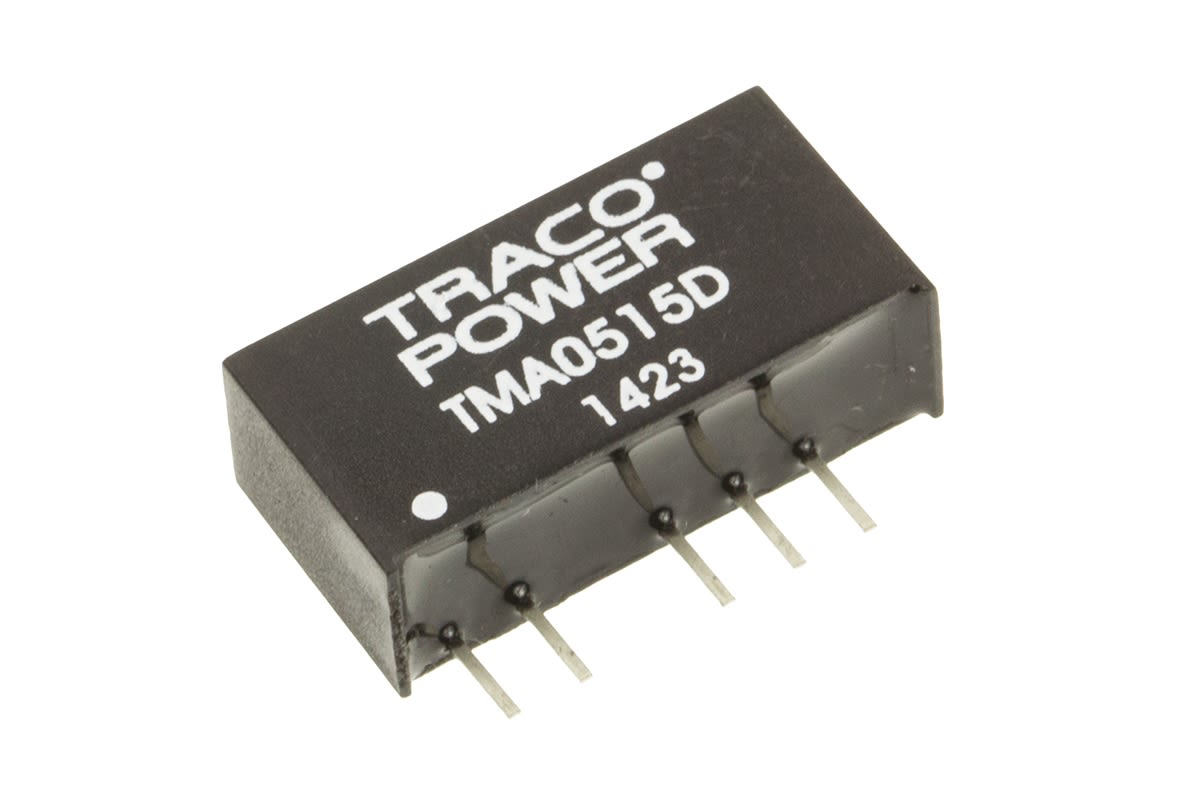 TRACOPOWER TMA DC-DC Converter, ±15V dc/ ±35mA Output, 4.5 → 5.5 V dc Input, 1W, Through Hole