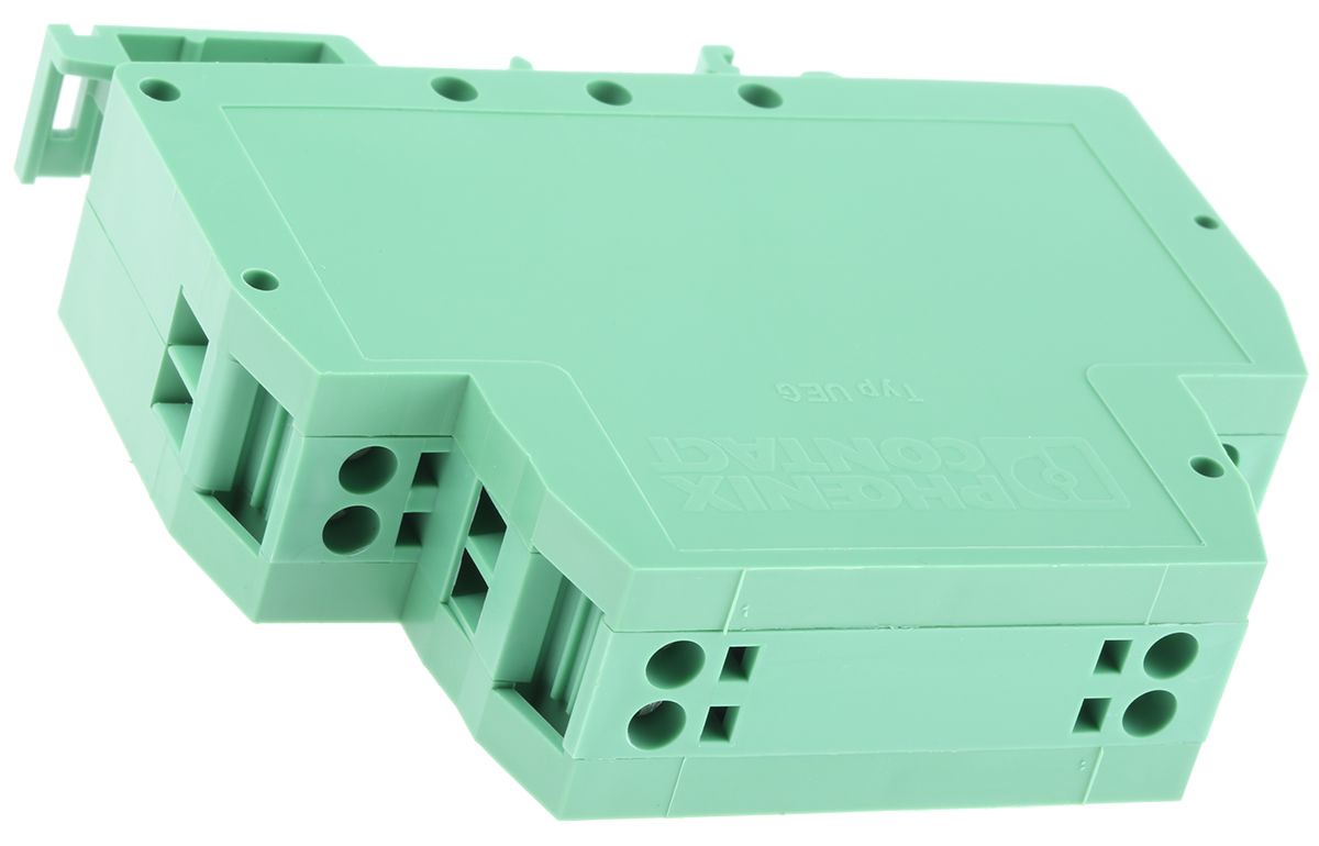 Caja para carril DIN Phoenix Contact serie UEG20, de Poliamida de color Verde, 79.5 x 20 x 70mm