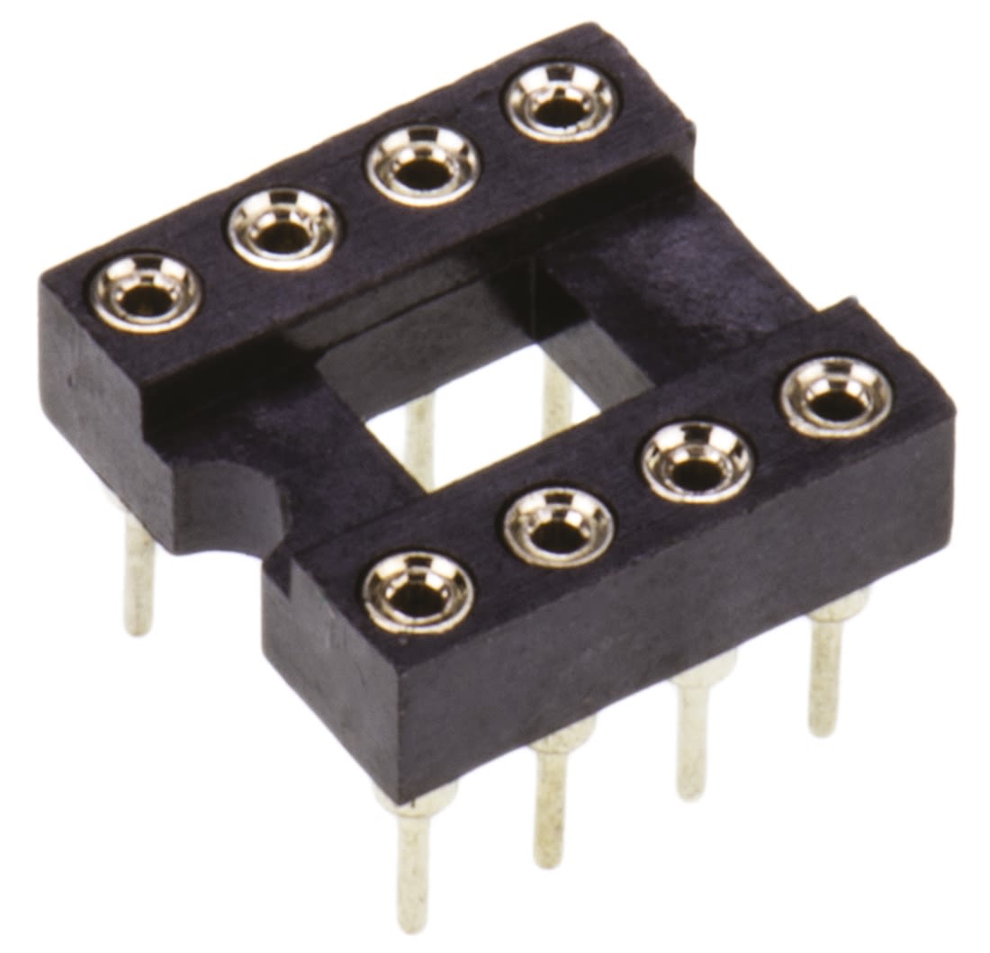 Winslow 2.54mm Pitch Vertical 8 Way, Through Hole Turned Pin Open Frame IC Dip Socket, 5A