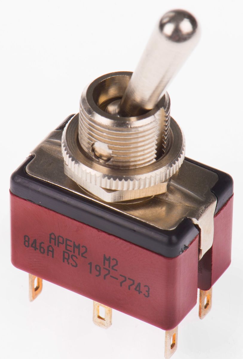 846 APEM Toggle Switch, Panel Mount, Latching, Double Pole Double