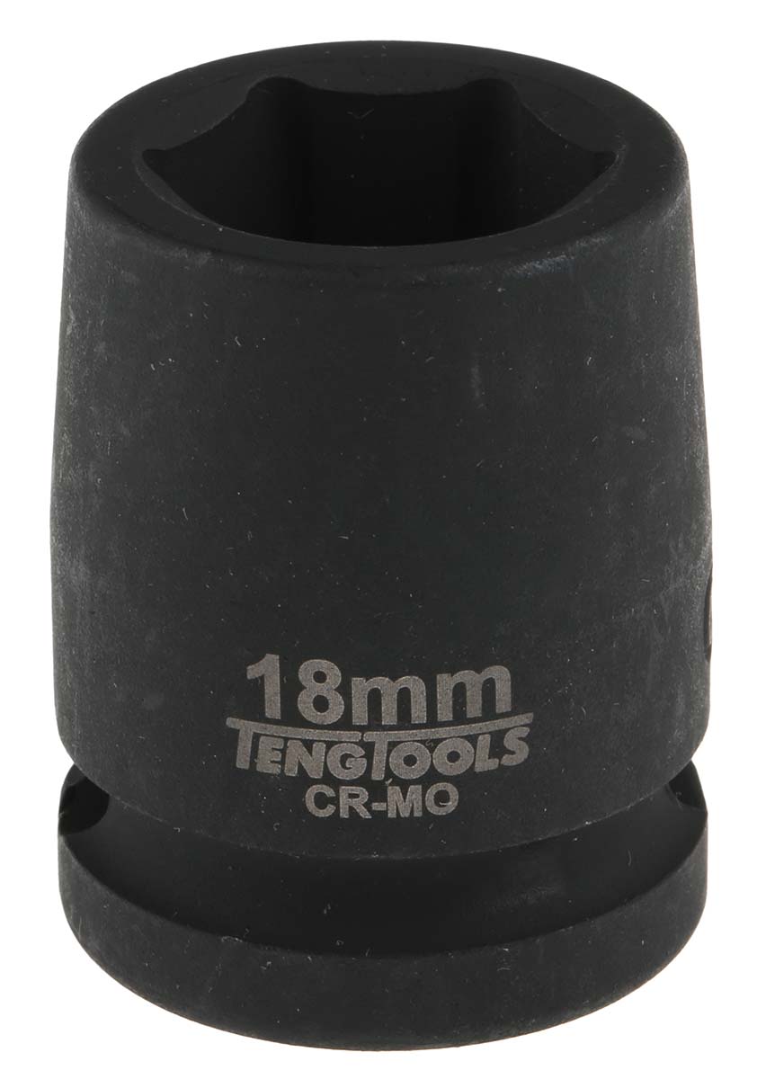 Teng Tools 18mm, 1/2 in Drive Impact Socket Hexagon, 30 mm length