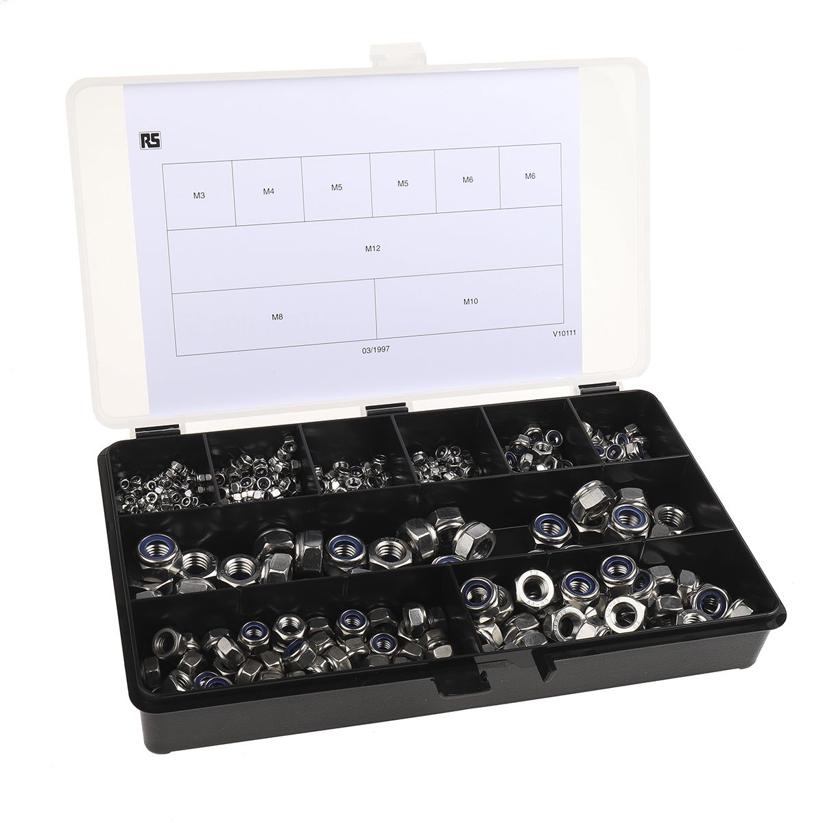 RS PRO Stainless Steel Self Locking Nuts Box, 545 Pieces