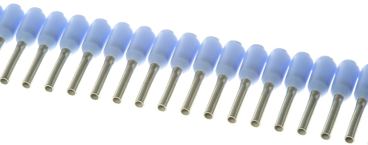 Weidmuller Insulated Crimp Bootlace Ferrule, 8mm Pin Length, 1.2mm Pin Diameter, 0.75mm² Wire Size, Blue