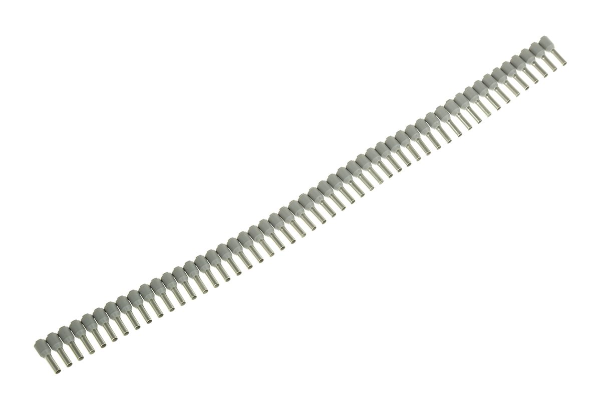 Weidmuller Insulated Crimp Bootlace Ferrule, 8mm Pin Length, 2.2mm Pin Diameter, 2.5mm² Wire Size, Grey