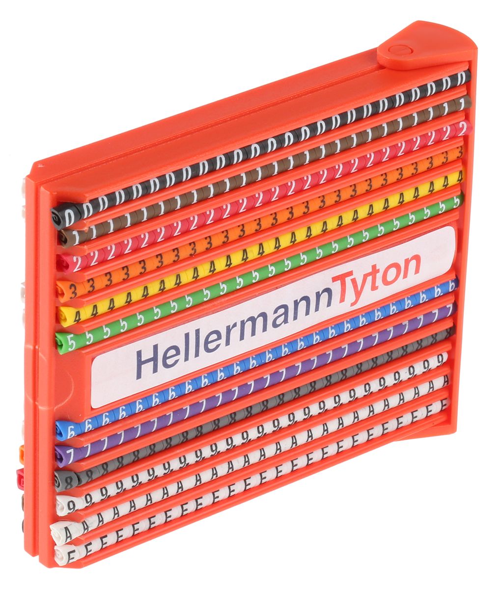 HellermannTyton Helagrip Slide On Cable Marker Kit, Black, Blue, Brown, Green, Grey, Orange, Red, Violet, White,