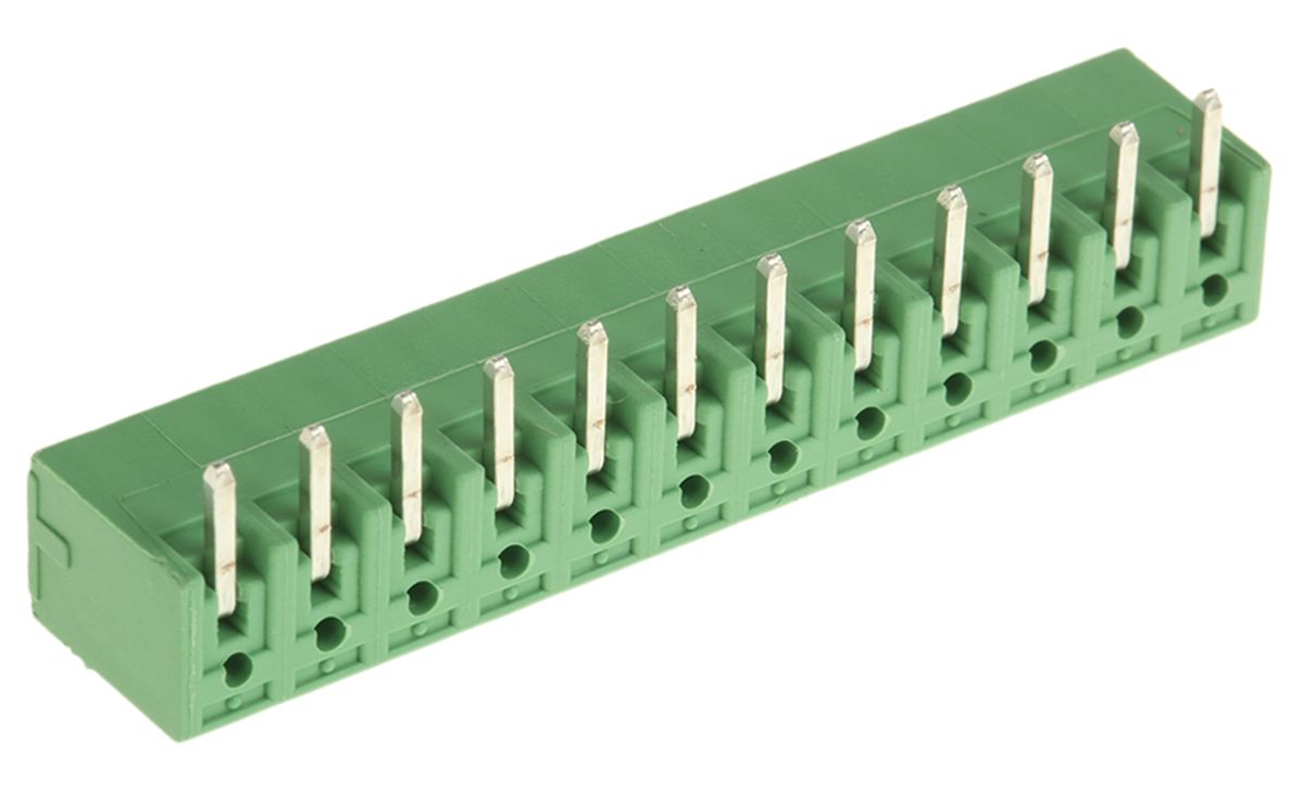 Conector macho para PCB a 90° Phoenix Contact serie MC 1.5/12-G-3.81 de 12 vías, 1 fila, paso 3.81mm, para soldar,