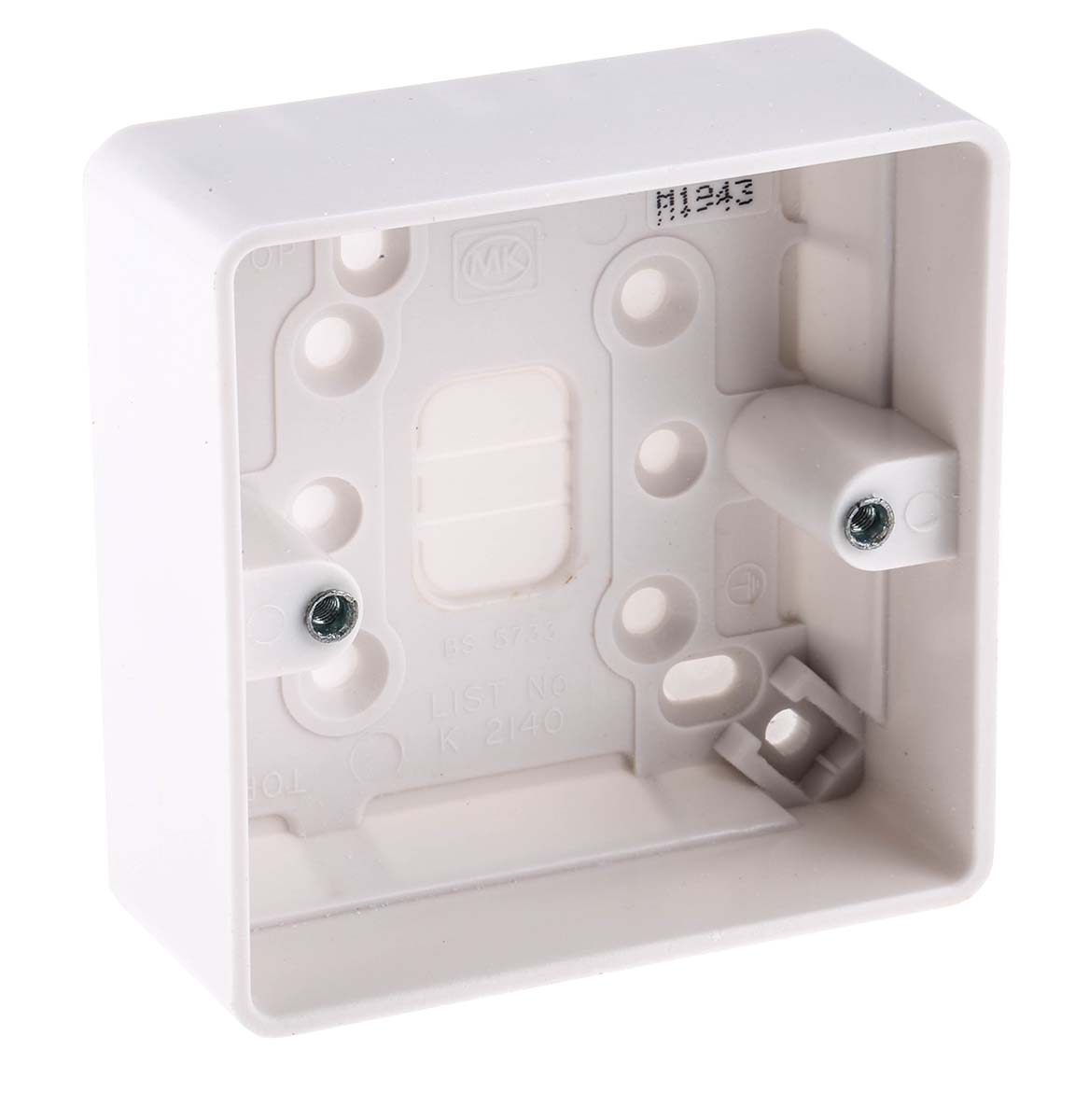 MK Electric Logic Plus White Gloss Back Box, BS, IP20, 1 Gangs, 87 x 87 x 30mm
