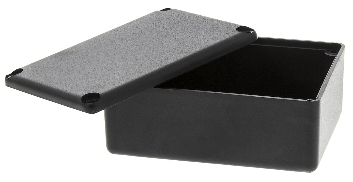 Black ABS Potting Box With Lid, 54 x 38 x 23mm