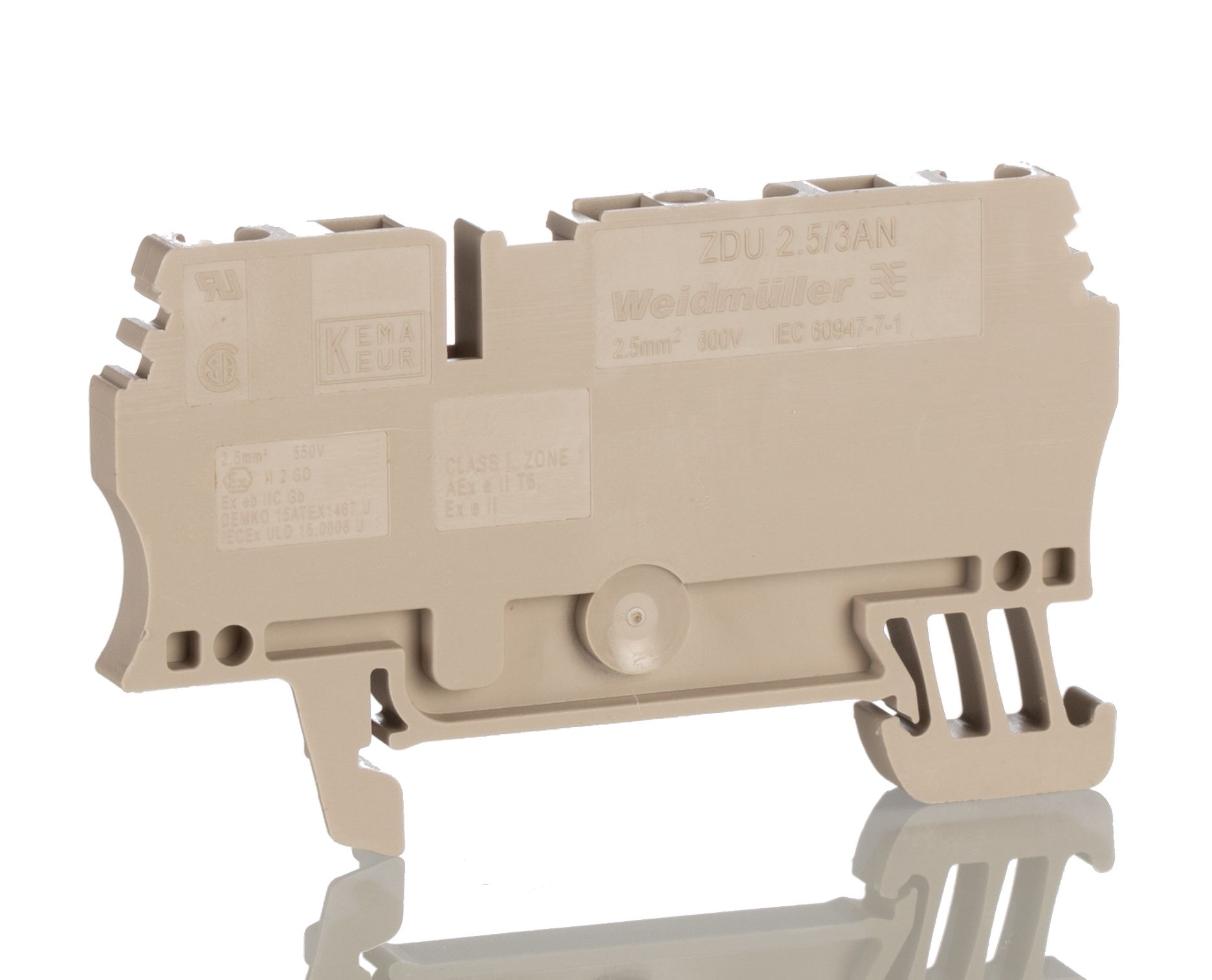 1608540000 Weidmuller Brown ZDU Feed Through Terminal Block, Single