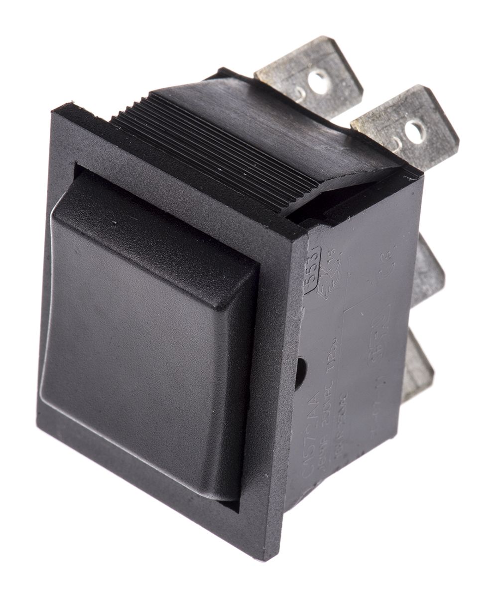 Arcolectric (Bulgin) Ltd Double Pole Double Throw (DPDT), (On)-Off-(On) Rocker Switch Panel Mount