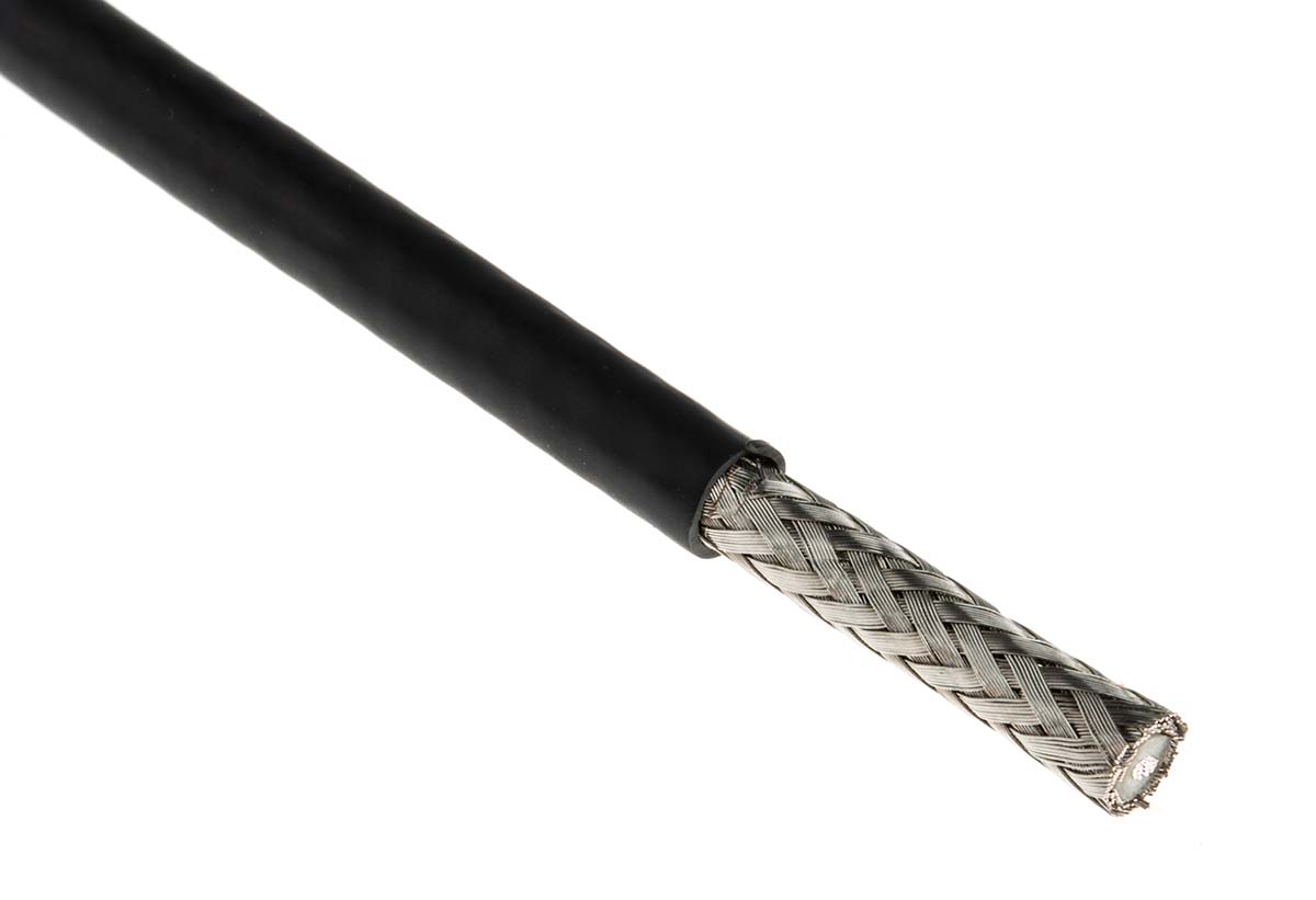 Koaxiální kabel RG400, Černá Nízká hořlavost a bez halogenů (LSZH), vnější průměr: 5.08mm 100m TE Connectivity Bez