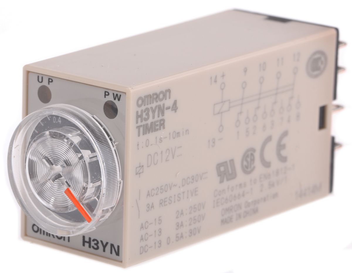 H3YN4 DC12 Omron DIN Rail, Panel Mount Multi Function Timer Relay