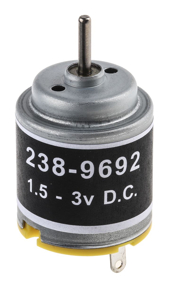 RS PRO Brushed DC Motor, 1.21 W, 1.5 → 3 V, 10.4 gcm, 8200 → 14000 rpm, 2mm Shaft Diameter