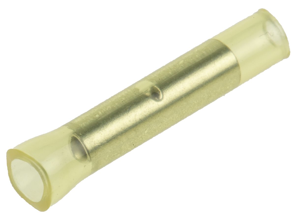 RS PRO Butt Splice Connector, Yellow, Insulated 26 → 22 AWG