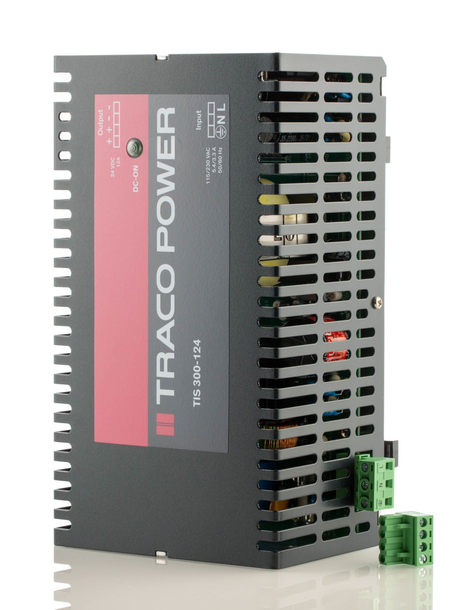 TRACOPOWER TIS Switch Mode DIN Rail Power Supply, 93 → 132V ac ac Input, 24V dc dc Output, 12A Output, 300W