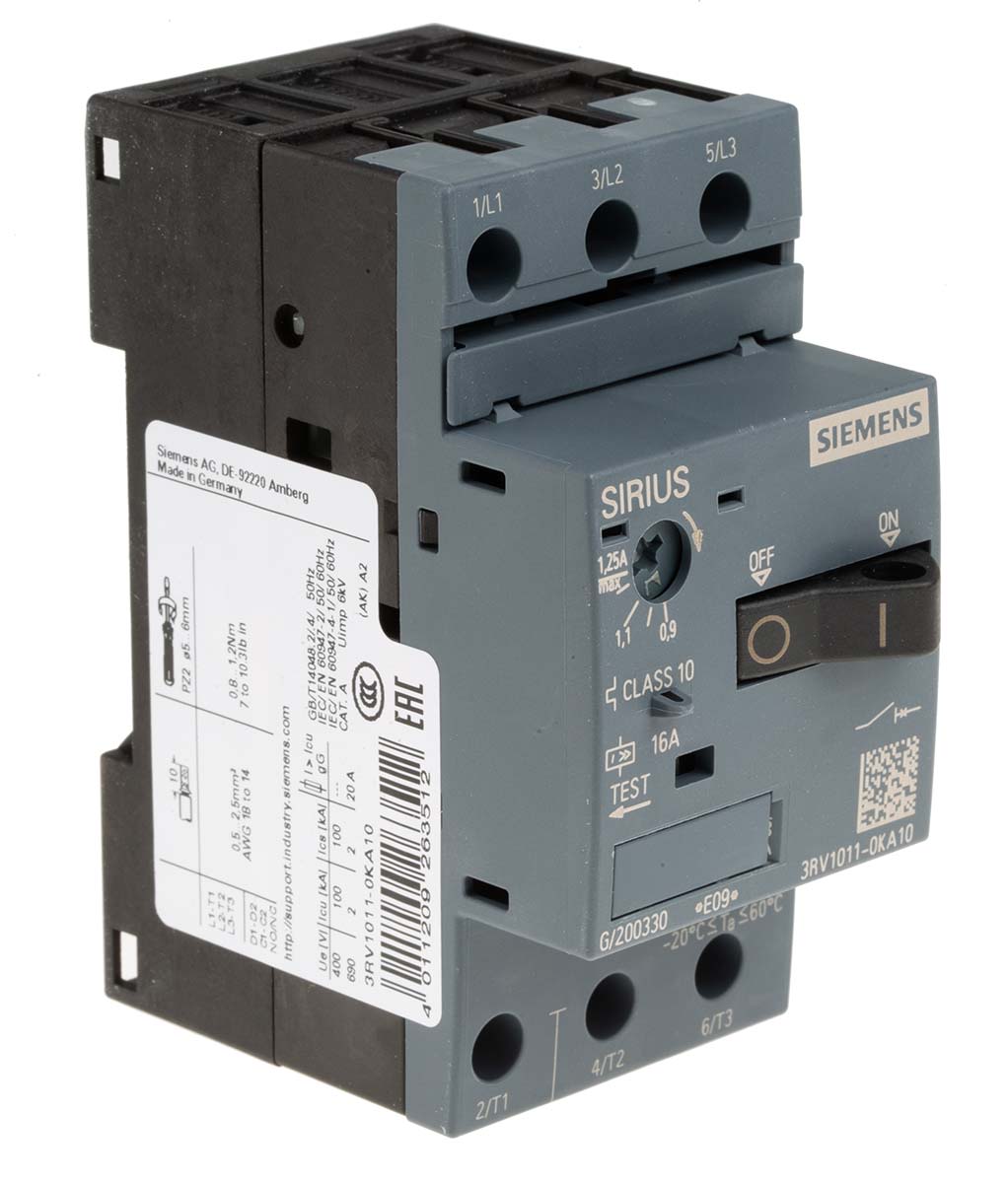 Siemens 0.9 → 1.25 A Sirius Innovation Motor Protection Circuit Breaker