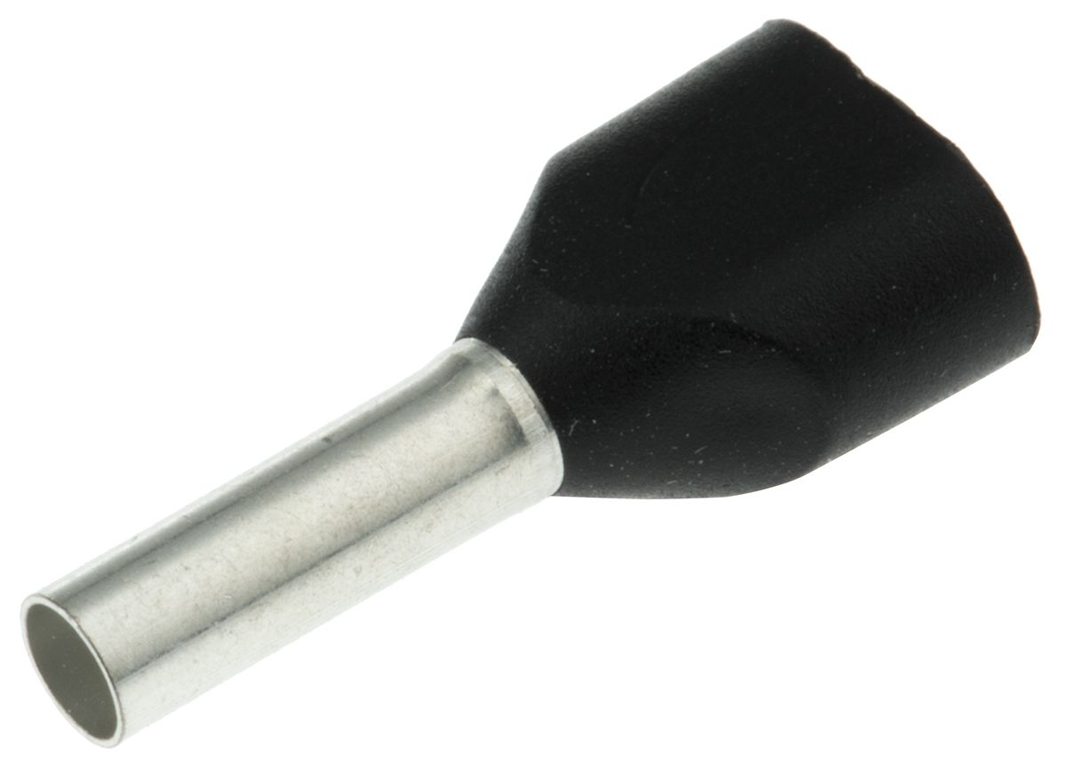 Schneider Electric, AZ5DE Insulated Crimp Bootlace Ferrule, 8mm Pin Length, 2.5mm Pin Diameter, 2 x 1.5mm² Wire Size,