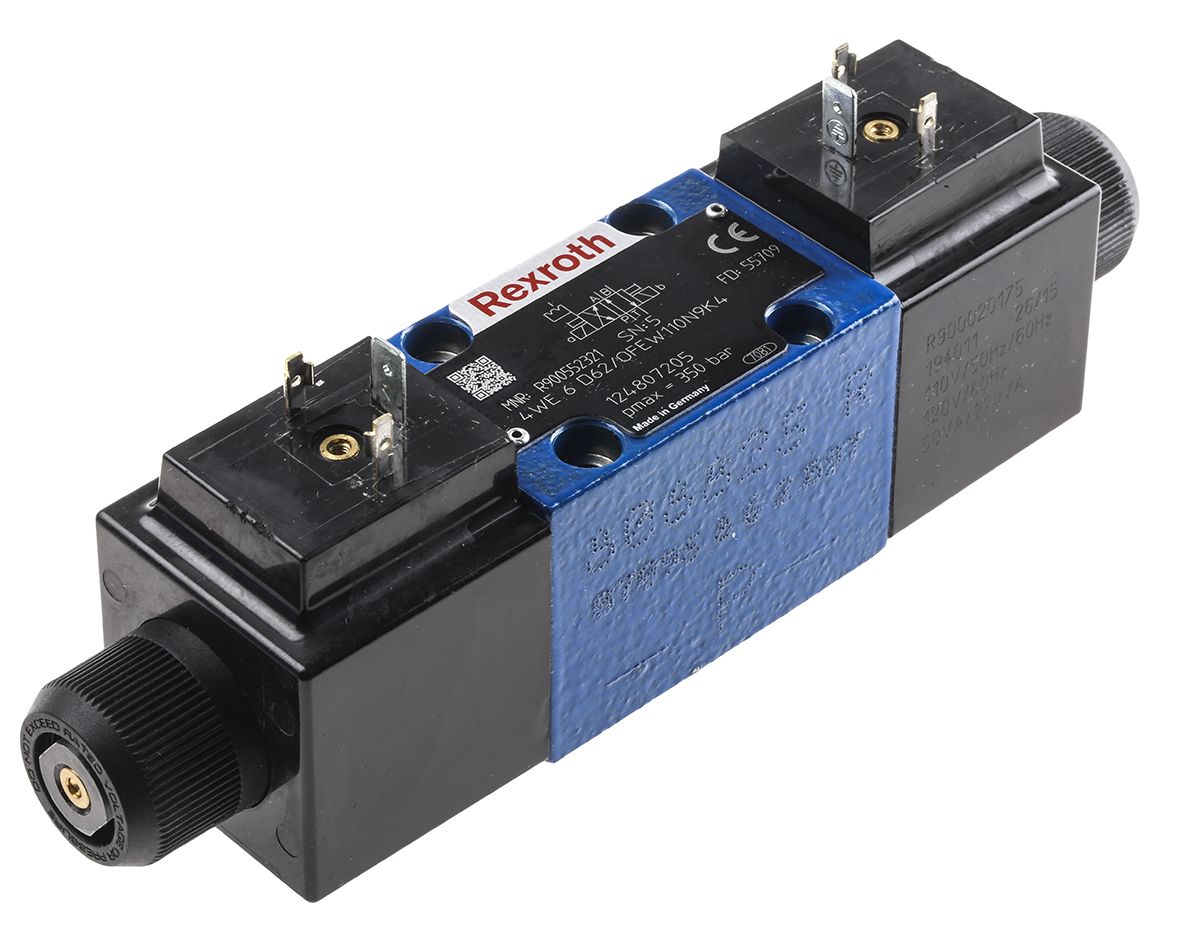 Bosch Rexroth, R900552321 Solenoid Actuated Directional Spool Valve, CETOP 3, D, 110V ac