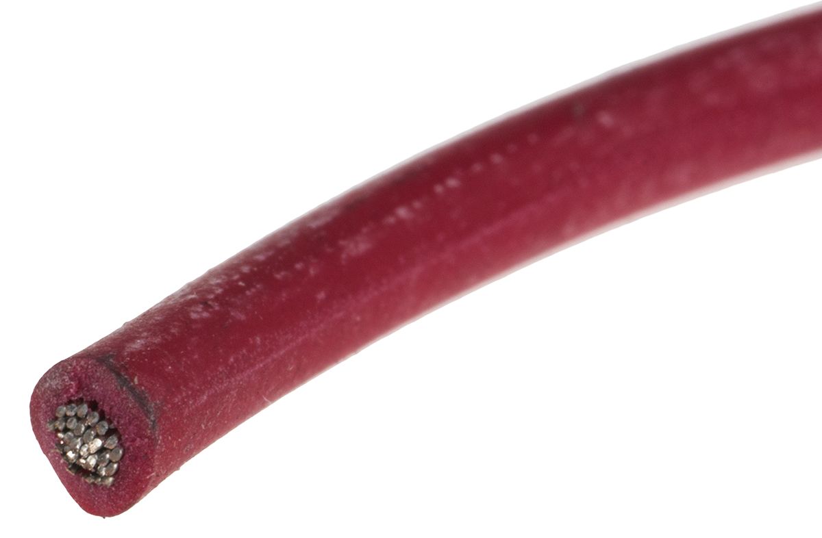 RS PRO 1 mm² Rød Silikonegummi Barsk miljø ledning, ledertråde: 32/0,2 mm, 500 V, 100m