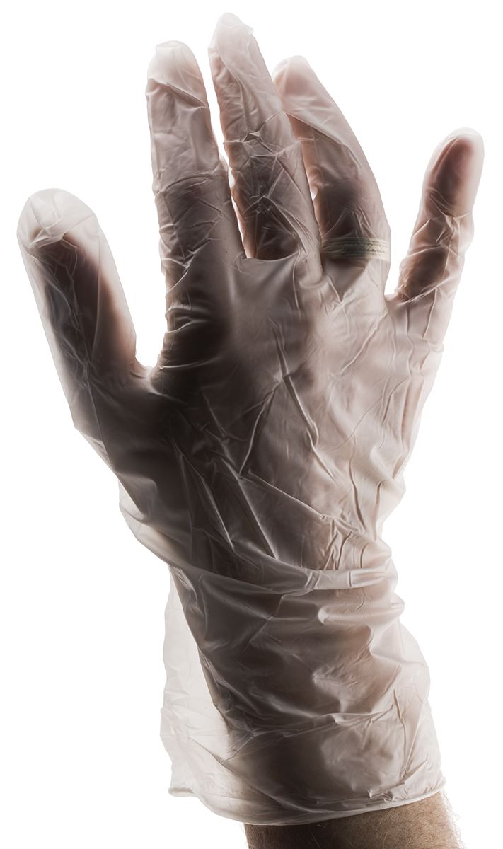 RS PRO White Powder-Free Polymer Disposable Gloves, Size 7, Small, Food Safe, 100 per Pack