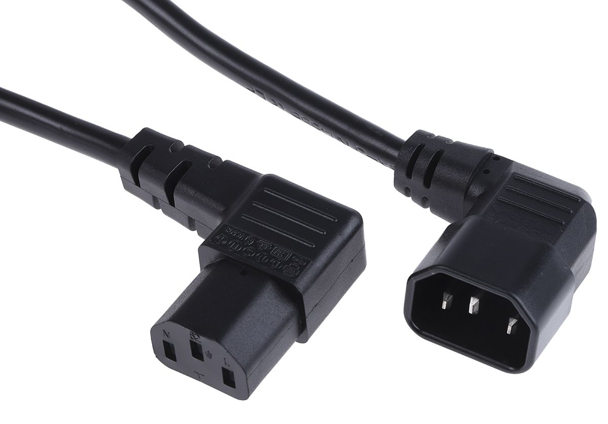 Rs Pro Right Angle Iec C13 Socket To Right Angle Iec C14 Plug Power Cord 2m Rs 7048