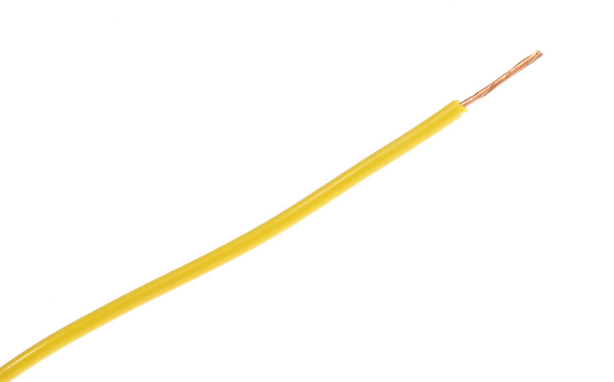 Staubli Yellow 0.25 mm² Equipment Wire, 23 AWG, 66/0.07 mm, 100m, PVC Insulation
