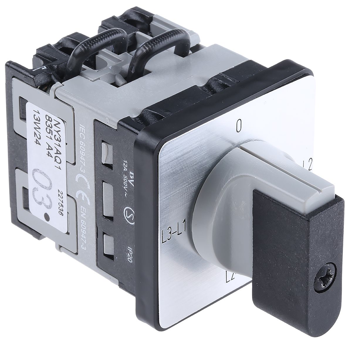 NY31AQ1 BACO 3 Position Rotary Cam Switch, 16 A, Handle Actuator RS