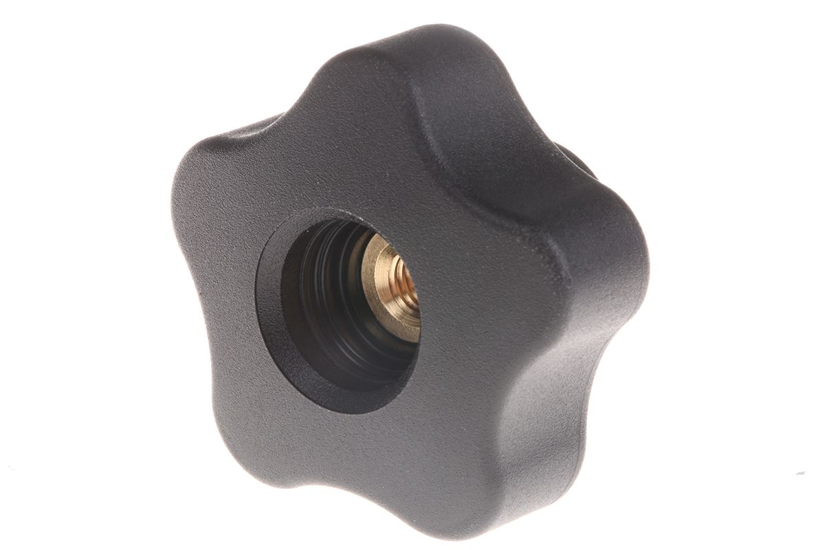 Elesa 69897 Black Multiple Lobes Clamping Knob, M6, Threaded Through ...