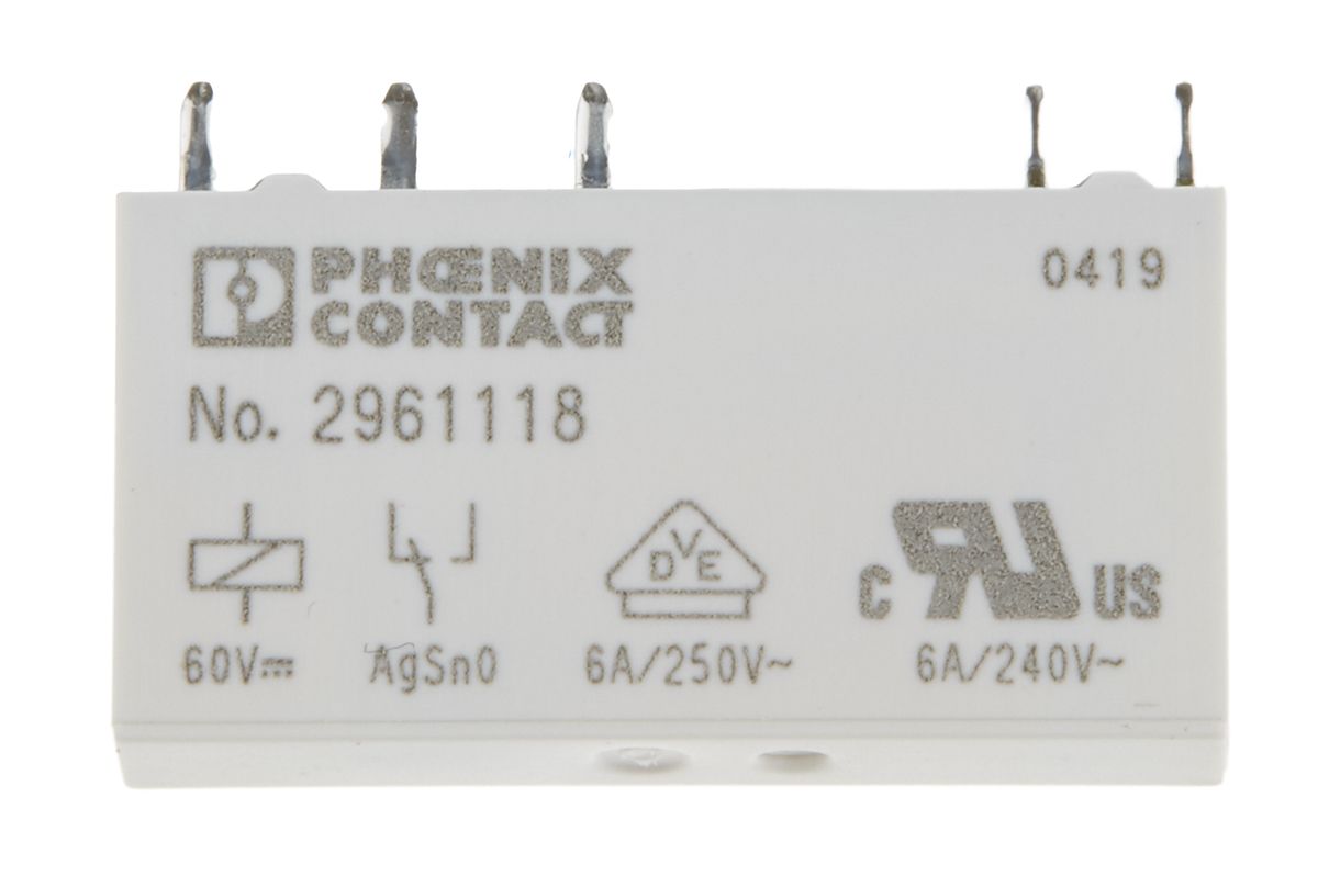 Nem dugaszolható relé SPDT Nyomtatott áramkörre szerelhető, 60V dc