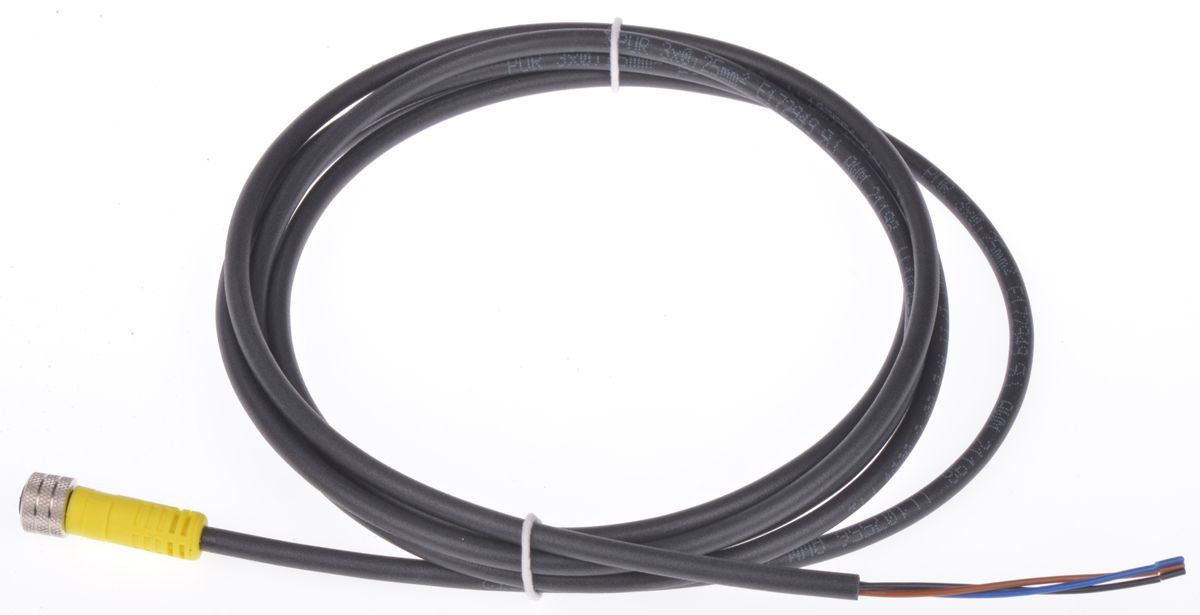 Brad from Molex Straight Female M8 to Unterminated Sensor Actuator Cable, 3 Core, PUR, 2m