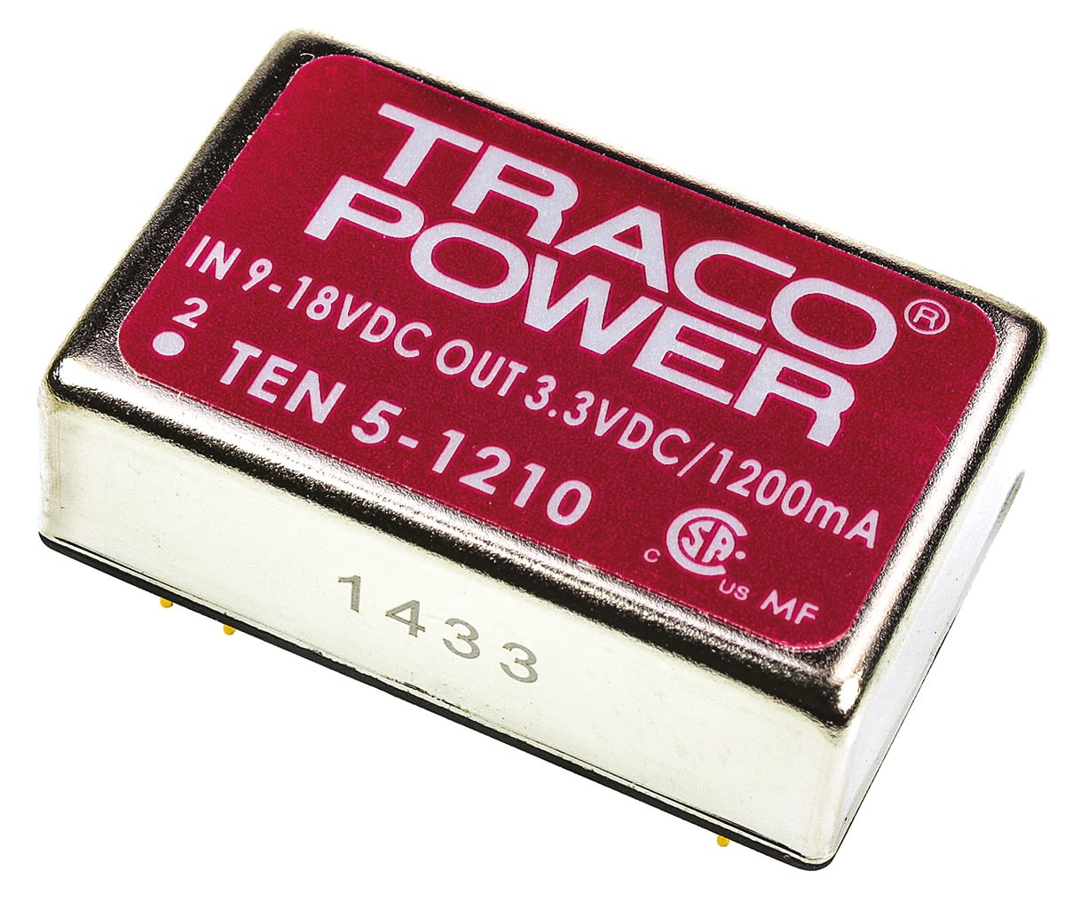 TRACOPOWER TEN 5 DC-DC Converter, 3.3V dc/ 1.2A Output, 9 → 18 V dc Input, 6W, Through Hole