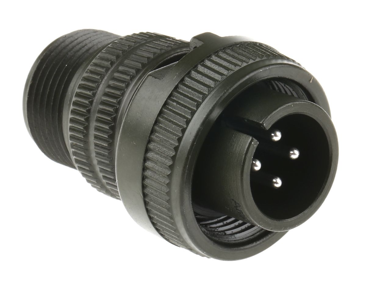 Amphenol, MS3106A 4 Way Cable Mount MIL Spec Circular Connector Plug, Pin Contacts,Shell Size 14S, Screw Coupling,