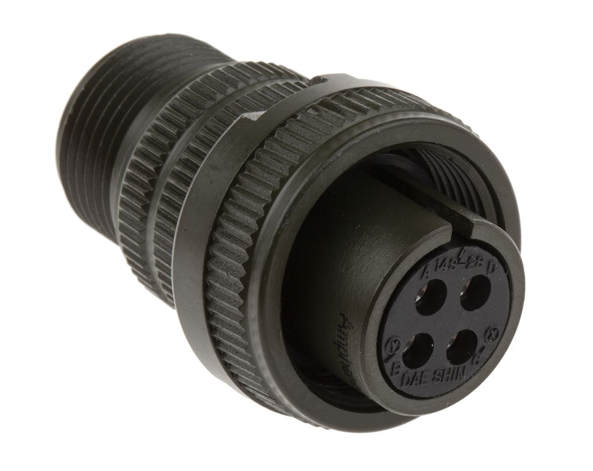 Amphenol, MS3106A 4 Way Cable Mount MIL Spec Circular Connector Plug, Socket Contacts,Shell Size 14S, Screw Coupling,