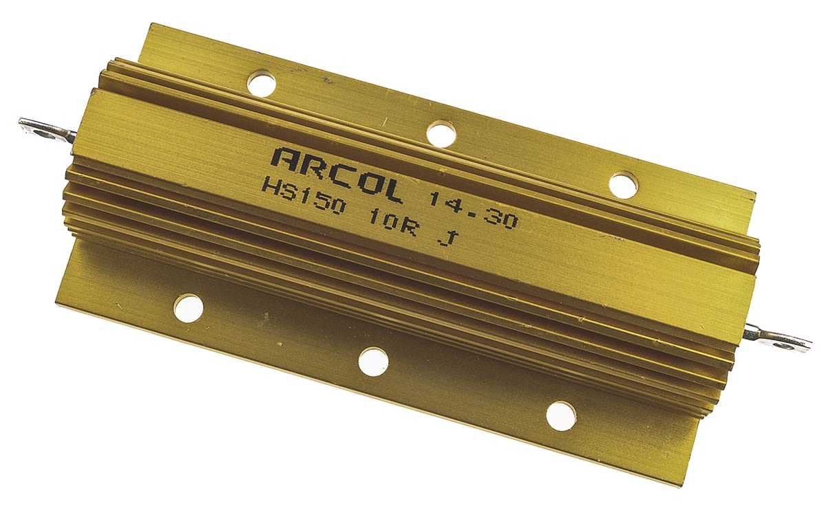 Resistencia de montaje en panel Arcol, 10Ω ±5% 150W, Con carcasa de aluminio, Axial, Bobinado