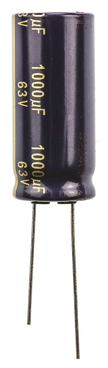 Condensatore Panasonic, serie FC Radial, 1000μF, 63V cc, ±20%, +105°C, Su foro