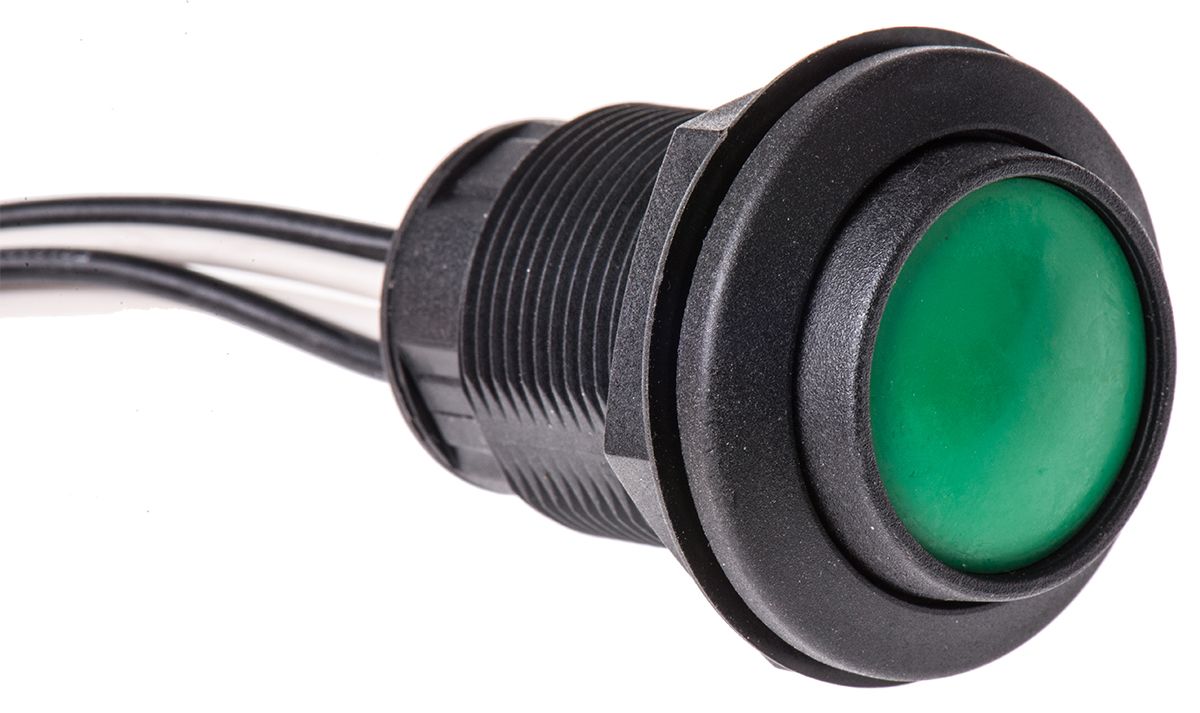 ITW Switches 49-76 Series Momentary Push Button Switch, Panel Mount, SPST, 30.5mm Cutout, Clear LED, 250V ac, IP67