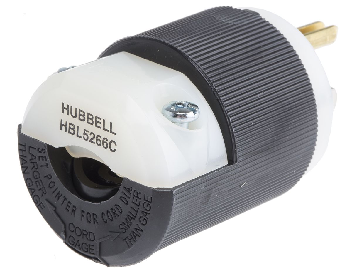Hubbell USA Mains Plug, 15A, Cable Mount, 125 V