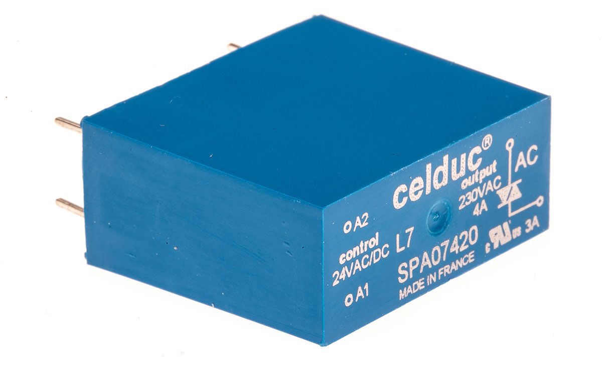 Celduc PCB Mount Solid State Relay, 4 A Max. Load, 275 V ac Max. Load, 30V ac/dc Max. Control