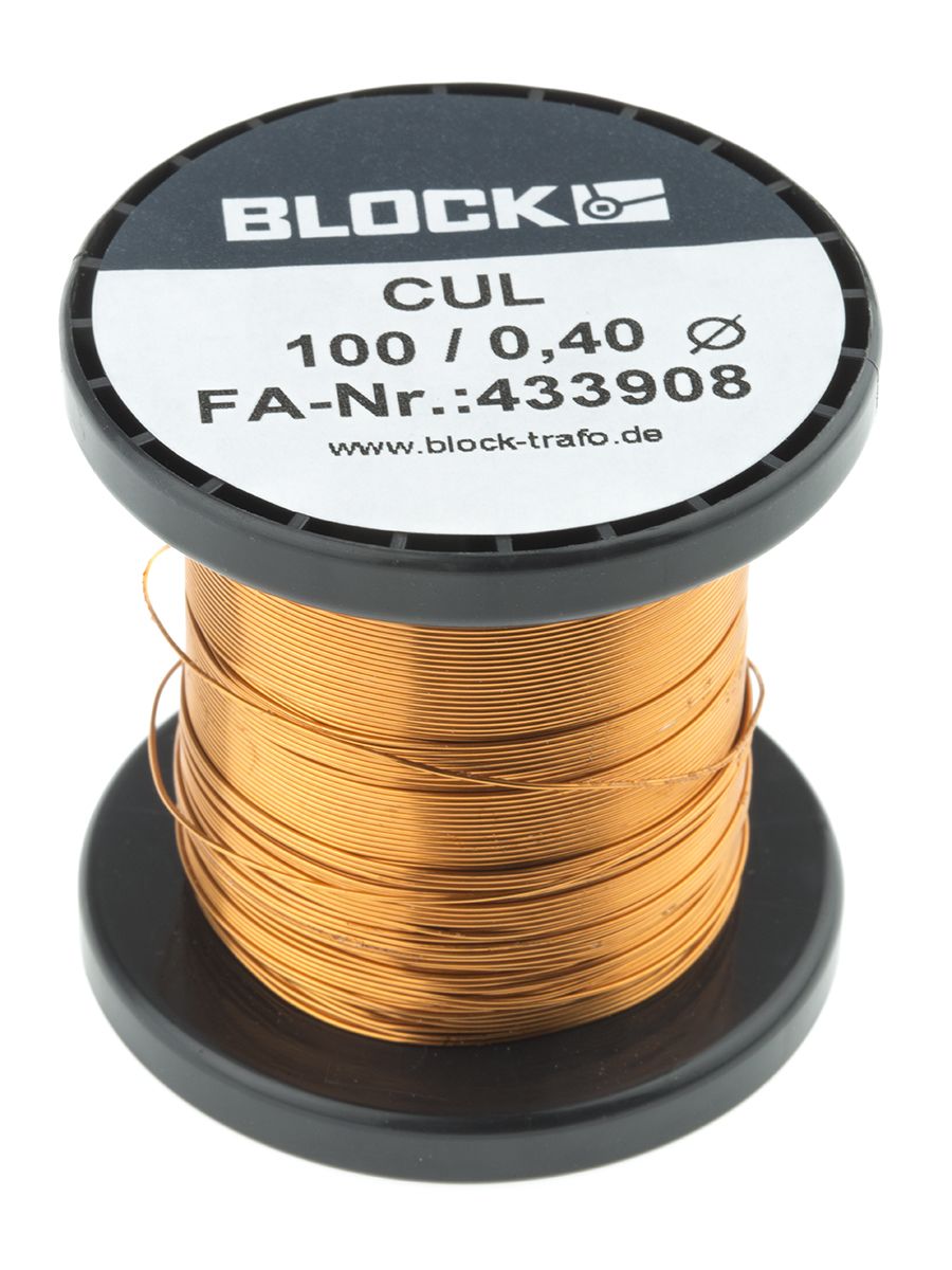 Block Single Core 0.4mm diameter Copper Wire, 69m Long