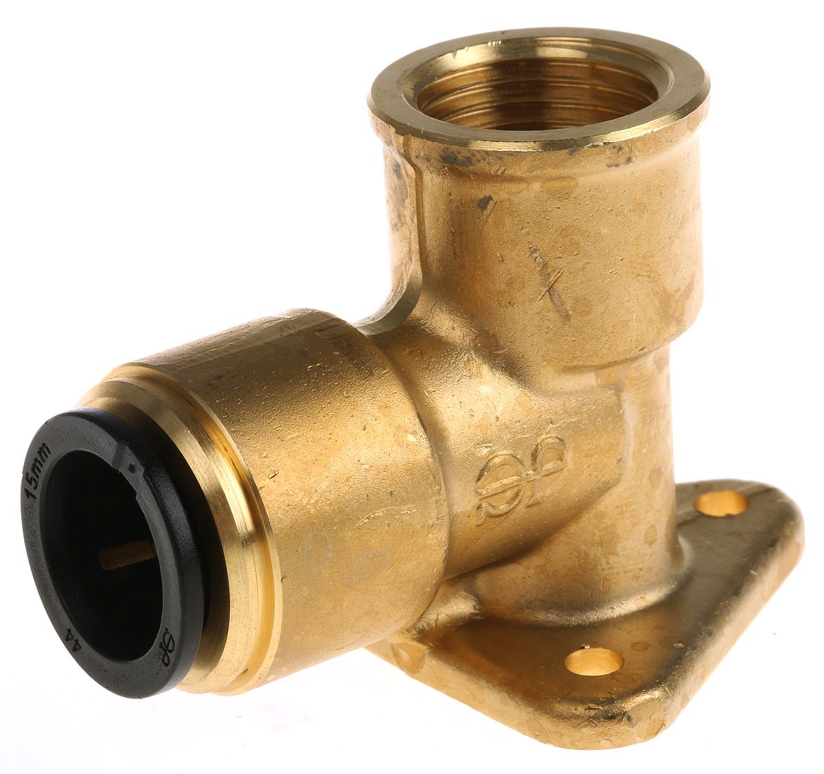 PM15WB JG Speedfit Brass Pipe Fitting, 90° Push Fit Wall Plate Elbow